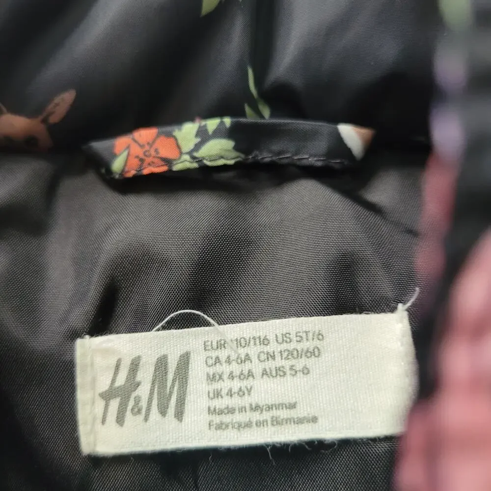 H&M Size 4-6YO Navy Unicorn Woodland‎ Puffer Vest Toddler Girl Fall Cute